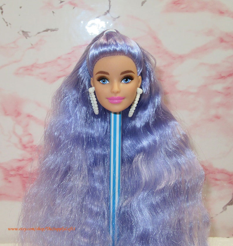 New Barbie Extra 6 Doll Head Lilac Hair for Customization OOAK Repaint Reroot Replacement Parts Repair TheSupplyLoft1 image 1