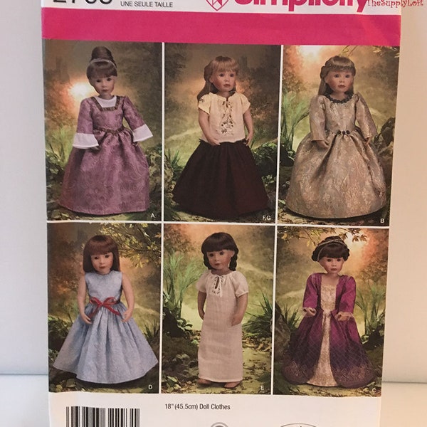 New Simplicity 2768 Pattern for 18" Carpatina Doll American Girl Doll - 3 Different Style Dresses Nightgown and Top - TheSupplyLoft1