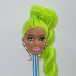 New Barbie Extra 11 Doll Head AA - Green Long Braid Hair - for Customization OOAK Repaint Reroot Replacement Parts Repair - TheSupplyLoft1