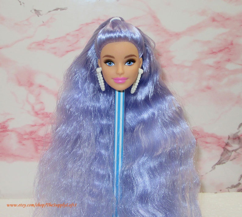 New Barbie Extra 6 Doll Head Lilac Hair for Customization OOAK Repaint Reroot Replacement Parts Repair TheSupplyLoft1 image 2