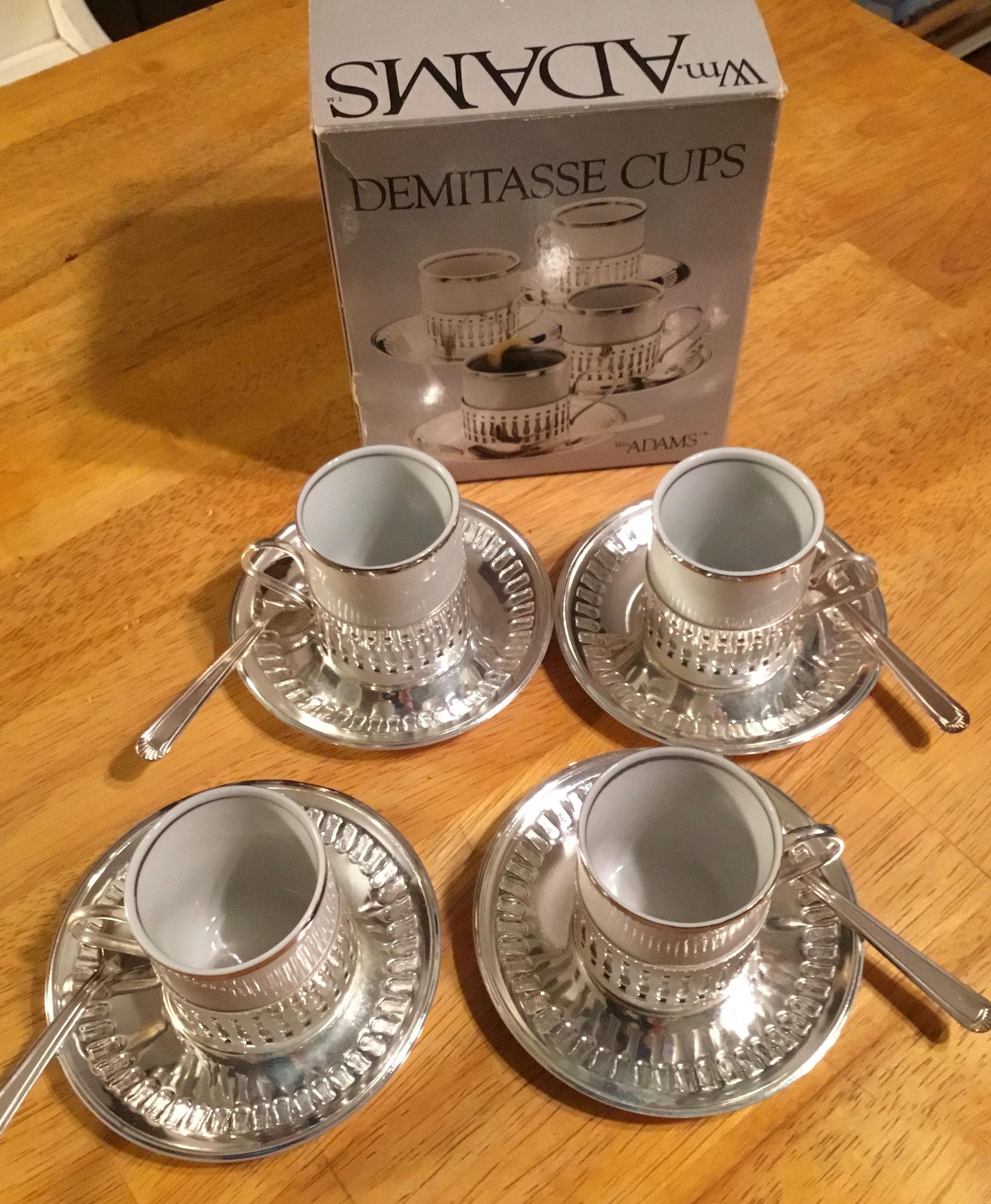 1981 Adams Silver Plate Veracruz Set of 4 Demitasse Espresso Cups