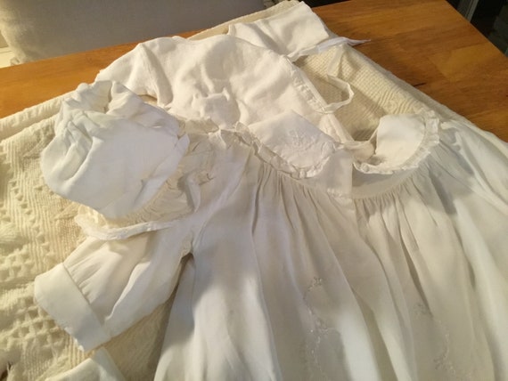 1949 baby clothing set Christening coat matching … - image 1