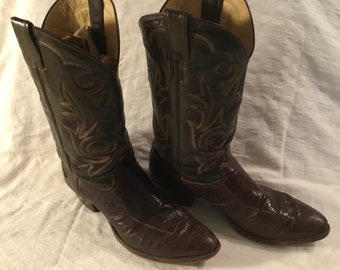 Botte de cow-boy en cuir pour reptiles Justin des années 1990 pour hommes, chaussures de danse en ligne western corral 11D