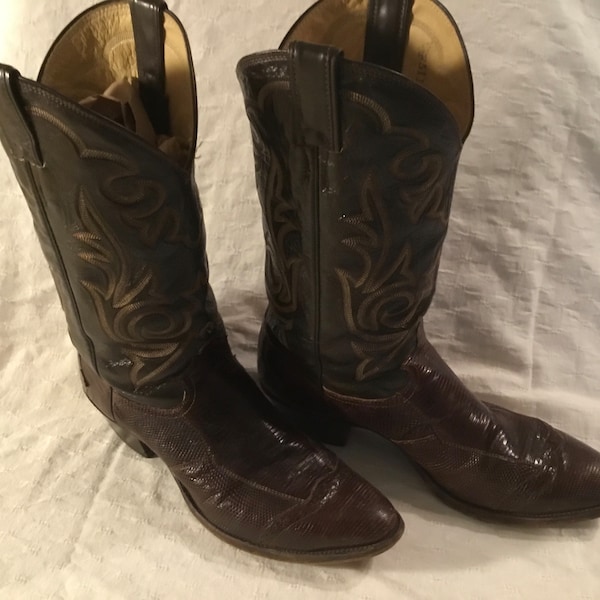 1990s Justin men’s leather reptile cowboy boot 11D corral western line dancing footwear