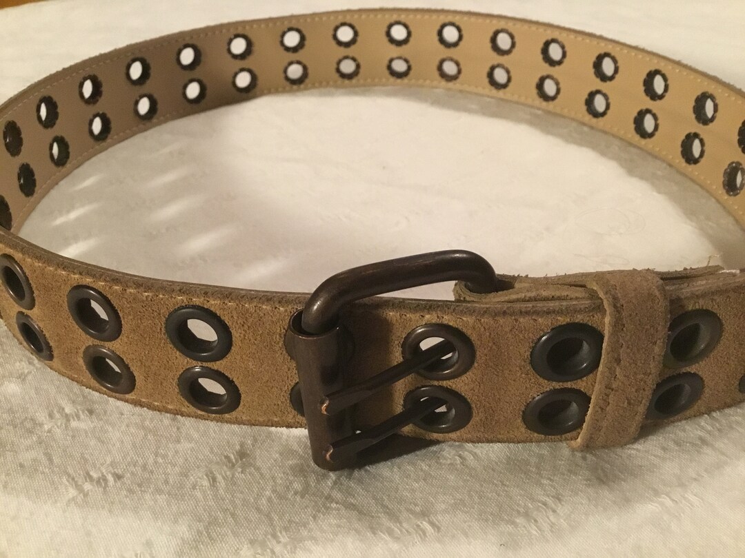 1990s Faux Suede Ladies Belt Grommeted Studded Retro Boho  display picture 2