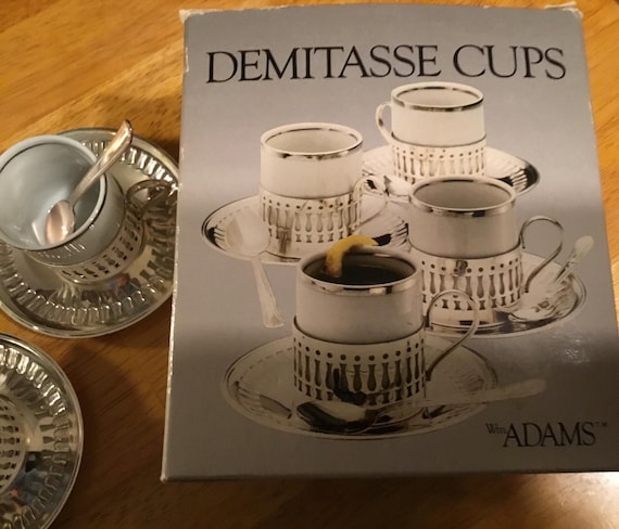 1981 Adams Silver Plate Veracruz Set of 4 Demitasse Espresso Cups