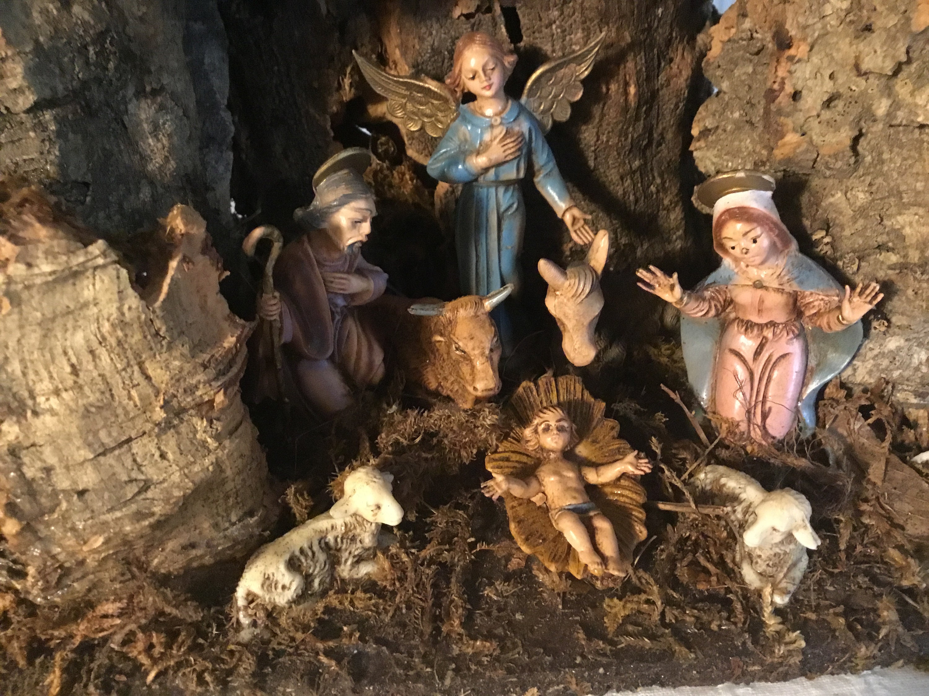 1960s Christmas Nativity Made in Italy Cave Tree Bark Figures - Etsy