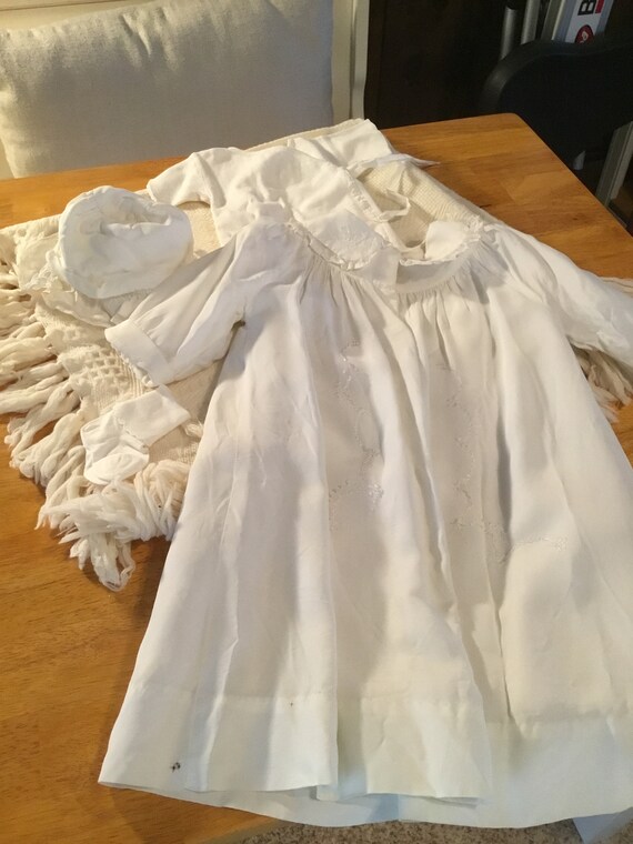 1949 baby clothing set Christening coat matching … - image 2