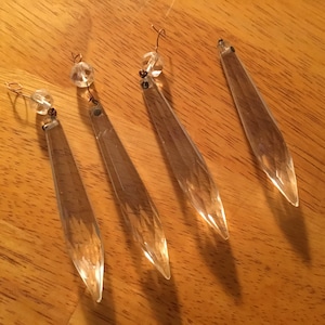 Mid century crystal glass dangling teardrops spears lamp lighting replacement parts home and living