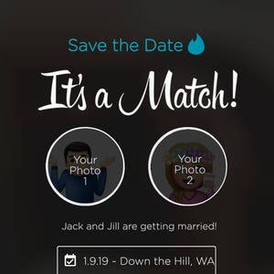 INSTANT DOWNLOAD: Tinder Style Save the Date. Personalizable, printable, funny (and fun!) Digital template file