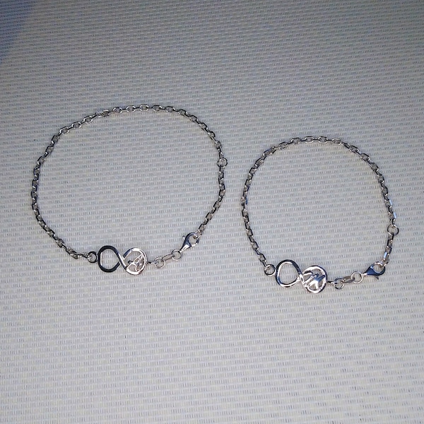 Bracelet avec symbole infini et initiales - argent et or -