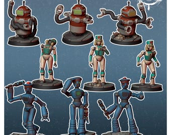 Robots and the Destroyed City | Post Apocalypse Minis by Vermillion | 3D Printed Wargaming Proxies