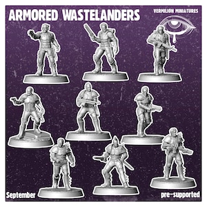 Armored Wastelanders | Post Apocalypse Minis by Vermillion | 3D Printed Wargaming Proxies