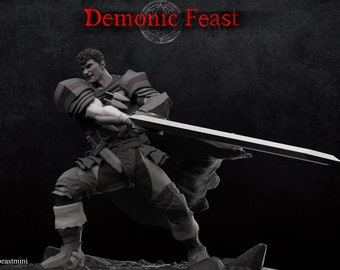 Dark Swordsman | Determined Protagonist by Primal Miniatures | RPG 3D Printed Wargaming Proxies