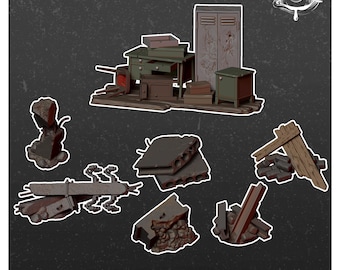 City Ruins Set | Post Apocalypse Minis by Vermillion | 3D Printed Wargaming Proxies