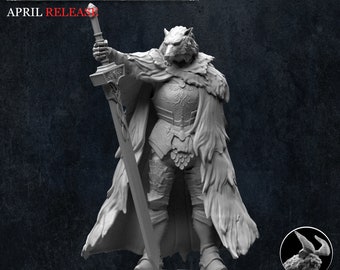 Werewolf Warrior | Half Man Half Beast by Primal Miniatures | RPG 3D Printed Wargaming Proxies