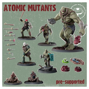 Big Green Post Apoc Mutants | Post Apocalypse Minis by Vermillion | 3D Printed Wargaming Proxies