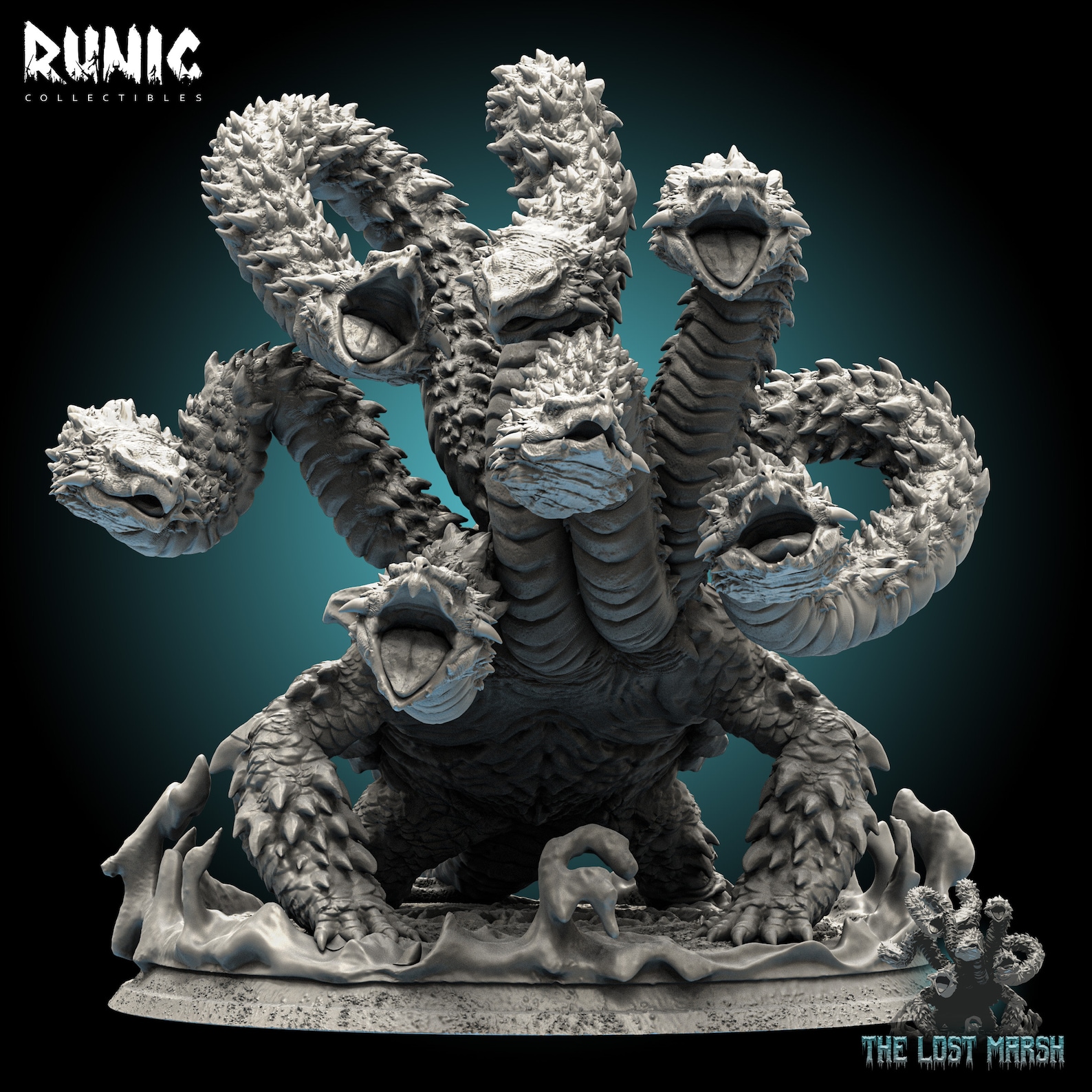 Turtle Hydra Snapping Turtle Hydra | Swamp Beast From Runic Collectibles | RPG 3D ...