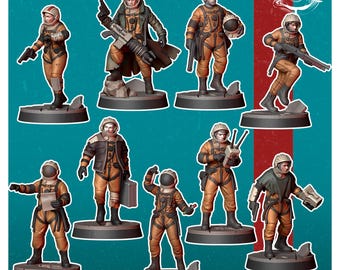 Cosmonauts | Post Apocalypse Minis by Vermillion | 3D Printed Wargaming Proxies