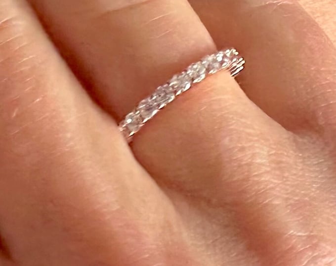 Rose Gold Plated 2mm CZ Cubic Zirconia Stackable Eternity Ring Band 925 Size 5-12