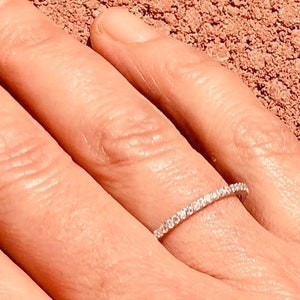 Dainty Sterling Silver Eternity Ring – Pave CZ Stack Travel Band Sizes 2.5-9