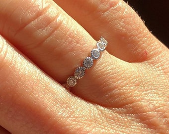 1.1 Carat Bezel Set Stack Band Ring 925 Sterling Silver 4-10