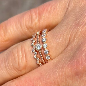 Rose Gold 3 Piece Stack Eternity Layering Band Ring Set Bridal Wedding Ring Band Bands Cubic Zirconia 925 Sterling Silver. image 4