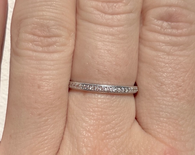 Sterling Silver Eternity Band: 2mm CZ Stackable Ring