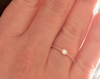 CZ Solitaire 2mm Rose Gold Stack Eternity Ring Band