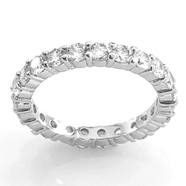 4 TCW Round Cut 3 mm CZ Stackable Eternity Bridal Wedding Anniversary Band Silver Cubic Zirconia Ring Size 4-10.5