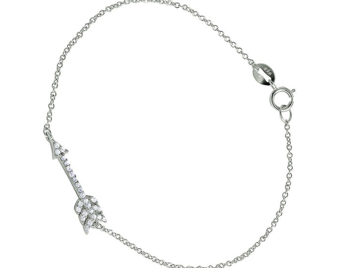 Sterling Silver Arrow Bracelet: CZ Pave  7 Inch