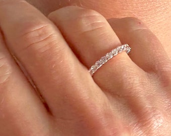 Rose Gold Plated 2mm CZ Cubic Zirconia Stackable Eternity Ring Band 925