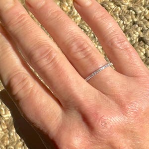 Dainty CZ Half Band Eternity Ring 925 Silver Stack Travel Guard Size 4-10