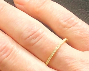 Dainty 18k Yellow Gold Eternity Band Stack Travel Ring Guard Size 2.5-9