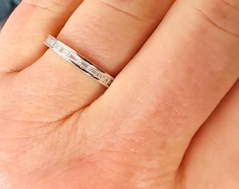 Baguette Cut Stackable Eternity Band in 925 Sterling Silver