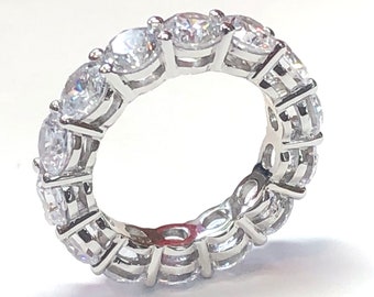 Elegant 4.5mm Round Cubic Zirconia Stackable Eternity Band Ring