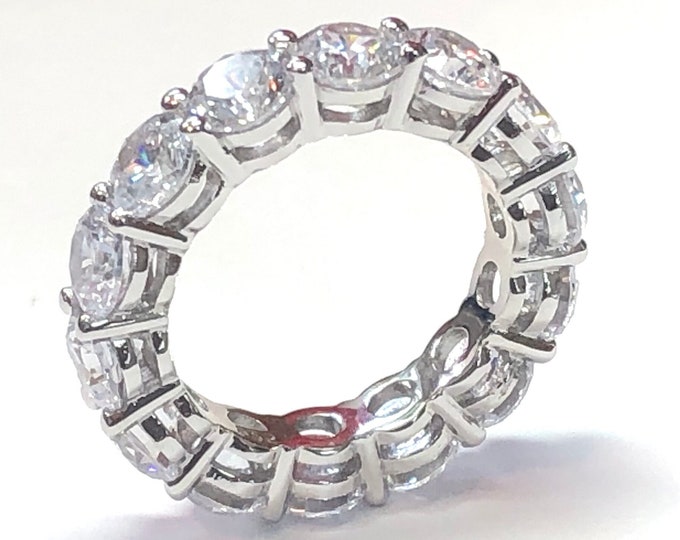 Elegant 4.5mm Round Cubic Zirconia Stackable Eternity Band Ring