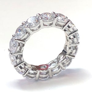 Elegant 4.5mm Round Cubic Zirconia Stackable Eternity Wedding Band Sizes 4-10