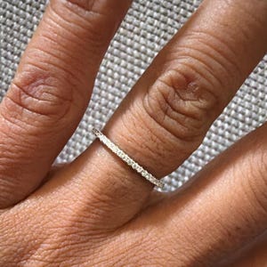 Dainty Half Band CZ 925 Silver Eternity Stack Travel Ring Guard Half Size 4-9