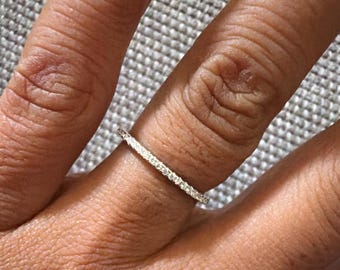 Dainty Thin Half Band CZ Sterling Silver Eternity Stack Ring Guard  Half Sizes 4-9