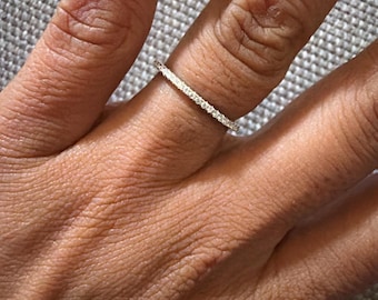 Dainty Thin CZ Sterling Silver Half Band Eternity Stackable Ring Half Sizes 4-9