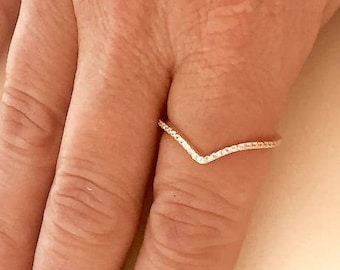 Rose Gold V Ring Etsy