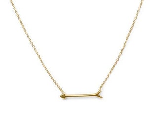 14k Gold Plated Sterling Silver Arrow Necklace - Minimalist Pendant