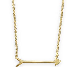 14k Yellow Gold Plated Sterling Silver Arrow Pendant Necklace