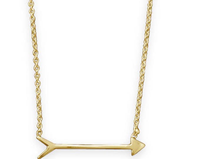 14k Yellow Gold Plated Sterling Silver Arrow Pendant Necklace
