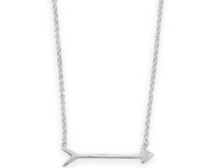 Arrow Pendant Necklace 925 Sterling Silver 16+2” Extender