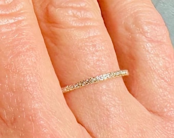 Dainty 18k Yellow Gold CZ Eternity Band Stack Travel Ring Guard Size 5-10