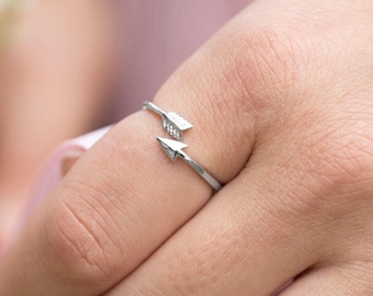 Adjustable Arrow Wrap Around Stack Ring 925 Sterling Silver