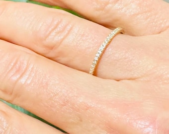 18k Yellow Gold Plated Thin CZ Eternity Band Stack Ring