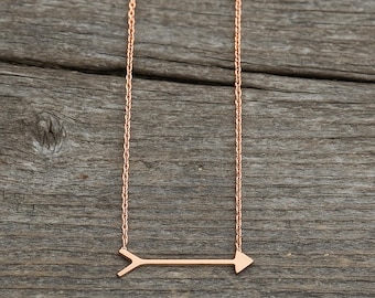 Rose Gold Plated Arrow Pendant Necklace 925 Sterling Silver 16+2” Extender